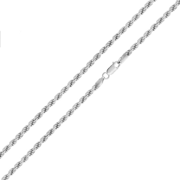 Women 925 Sterling Silver - 3mm Diamond Cut Rope Bracelet