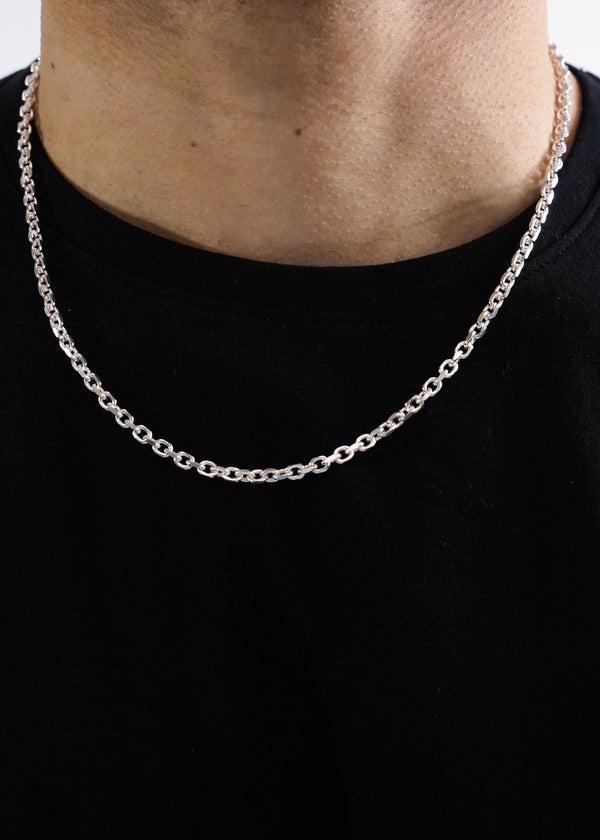 925 Sterling Silver - 4mm Diamond Cut Rolo Cable Chain