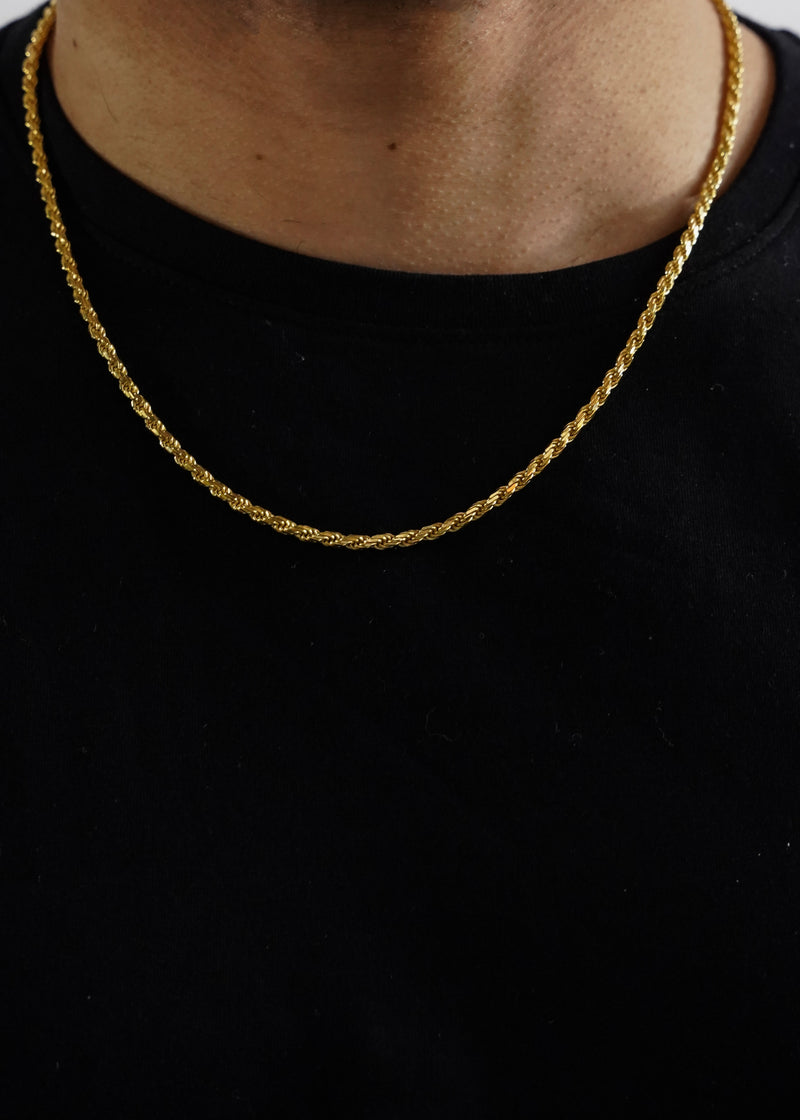 14k Solid Gold - 3mm Gold Rope Chain