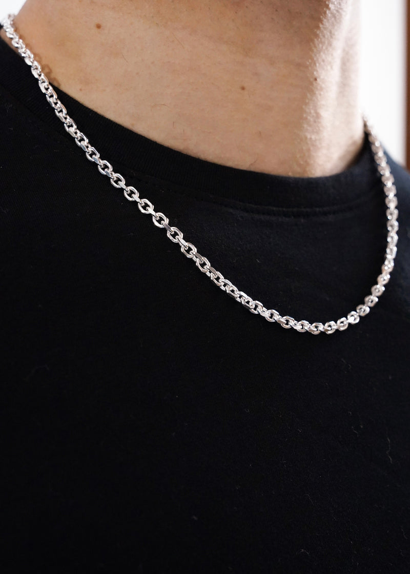 925 Sterling Silver - 4mm Diamond Cut Rolo Cable Chain