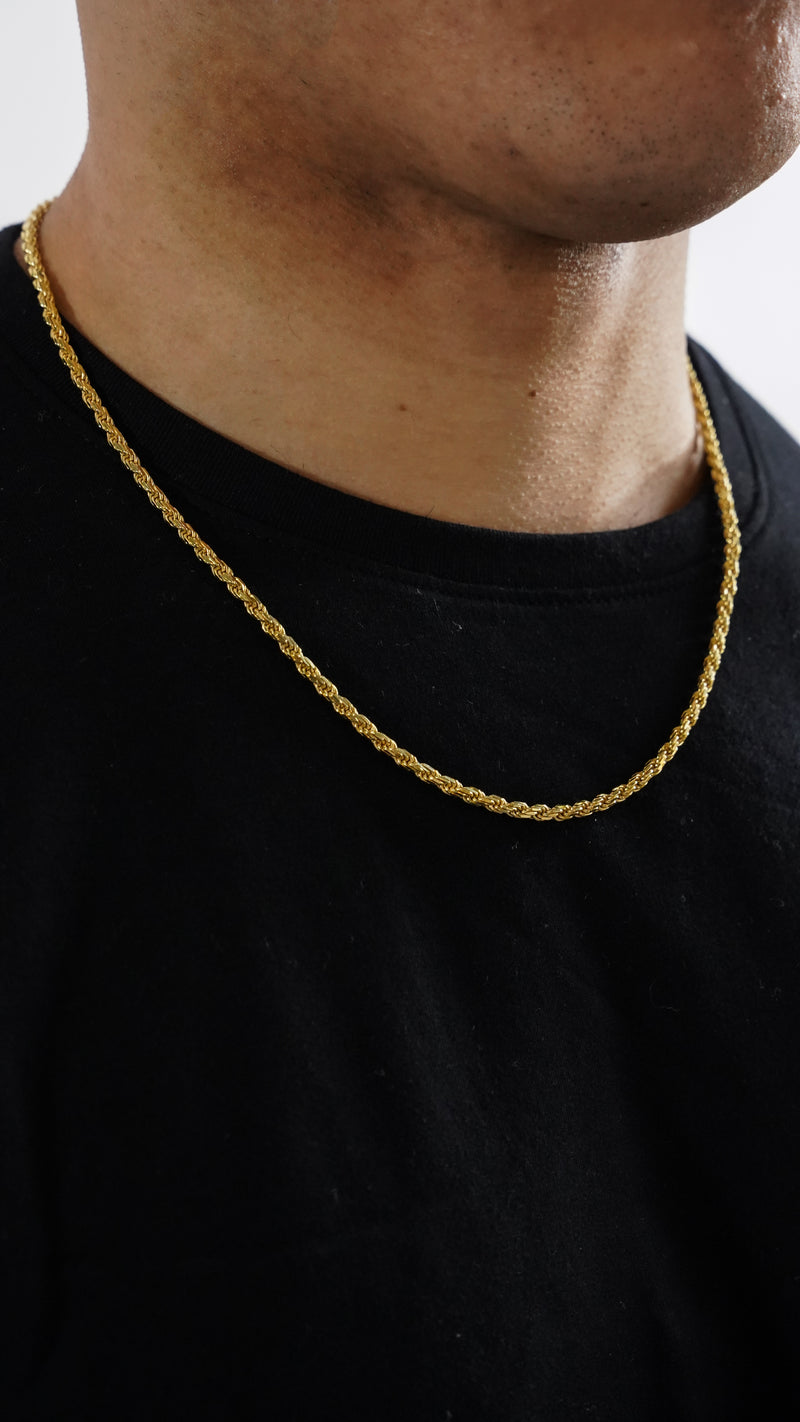 14k Solid Gold - 3mm Gold Rope Chain