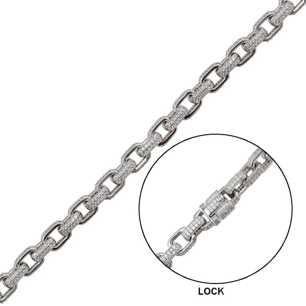 925 Sterling Silver - 9mm Pave Link Bracelet