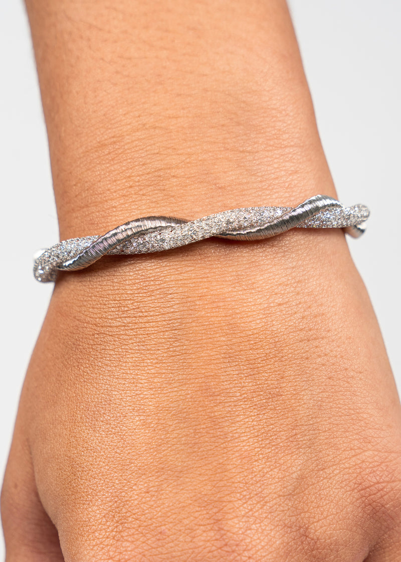 Women 925 Sterling Silver - Mesh Twisted Italian Bracelet