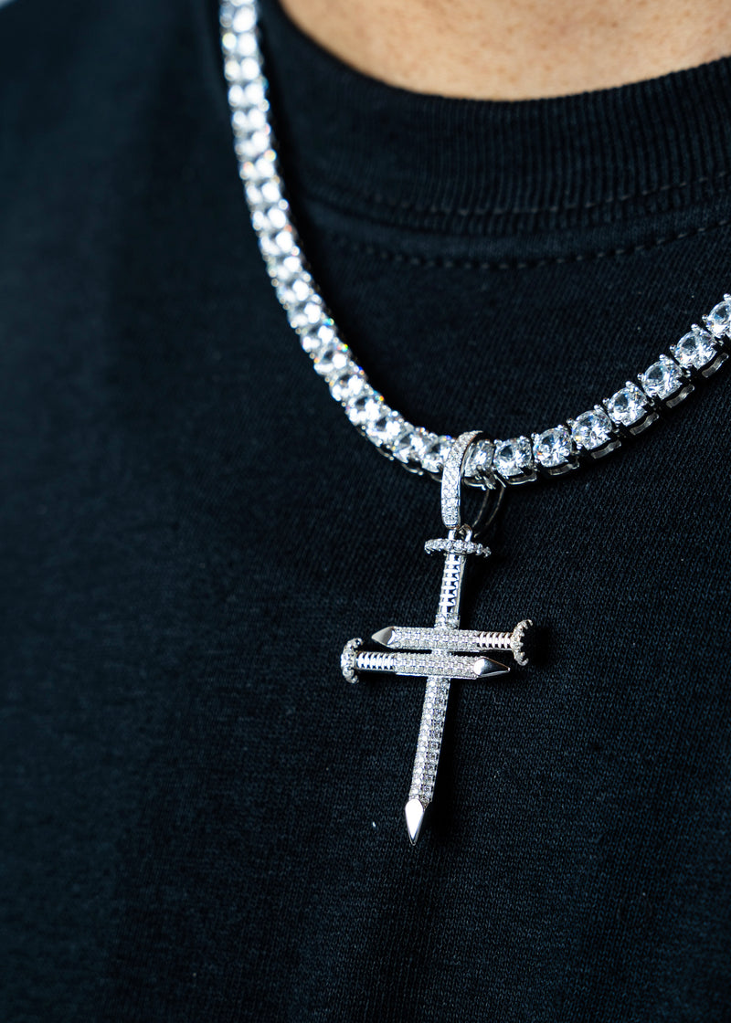 925 Sterling Silver - Nail Cross Pendant