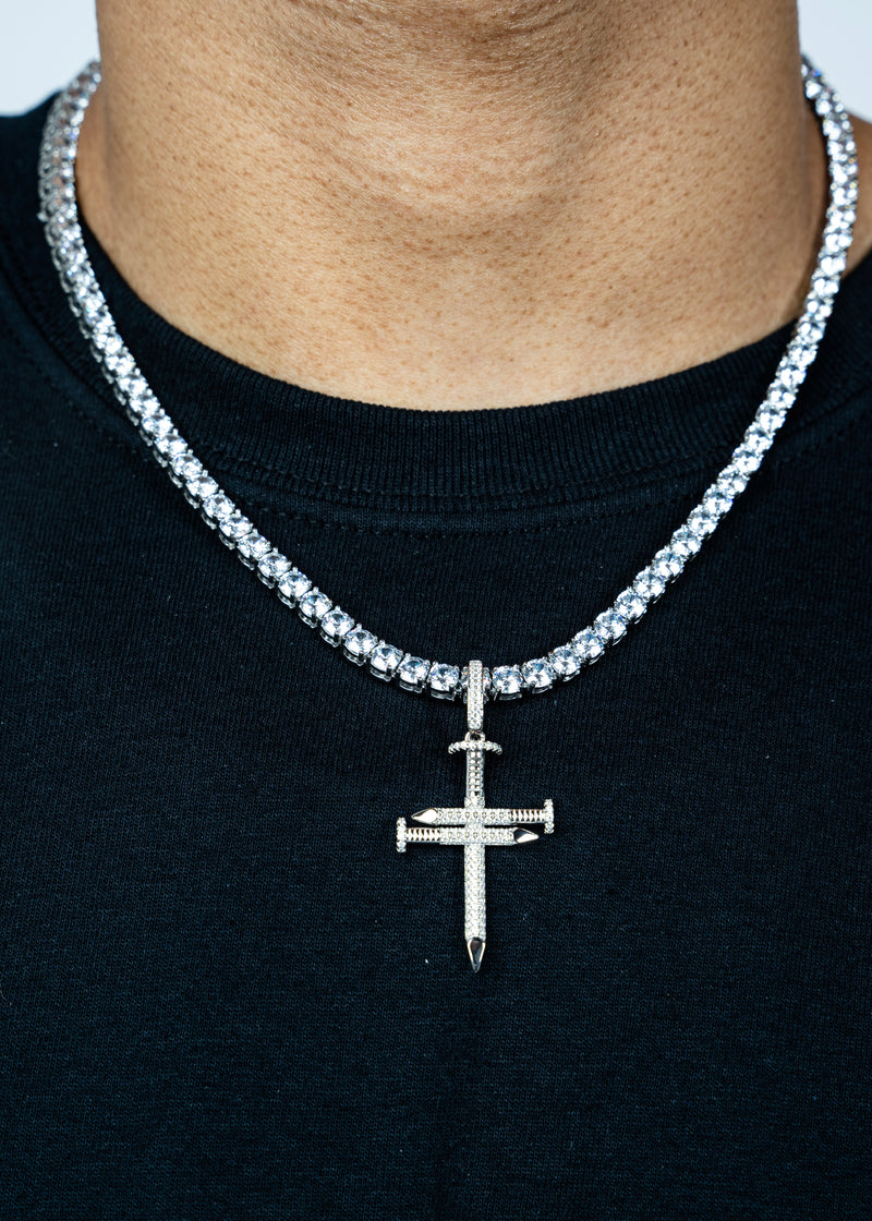 925 Sterling Silver - Nail Cross Pendant