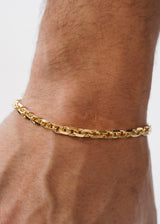 925 Sterling Silver - Gold 4mm Diamond Cut Rolo Cable Bracelet