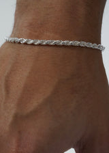 925 Sterling Silver - 3mm Diamond Cut Rope Bracelet