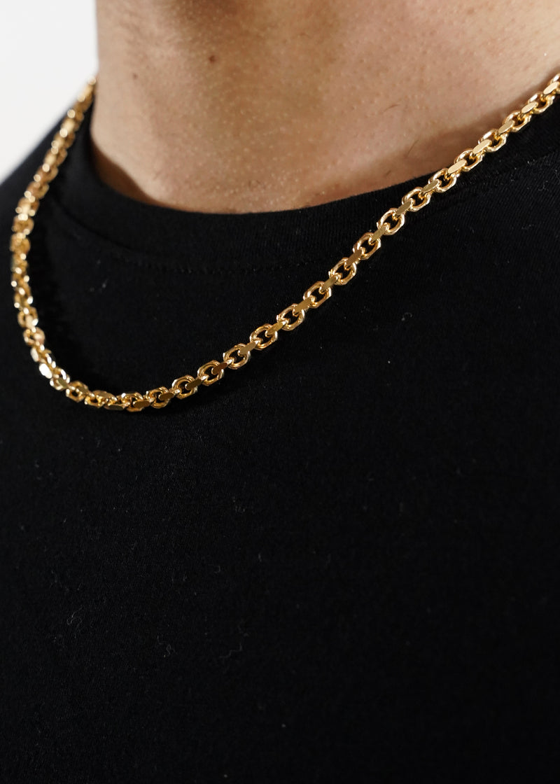 925 Sterling Silver - Gold 4mm Diamond Cut Rolo Cable Chain