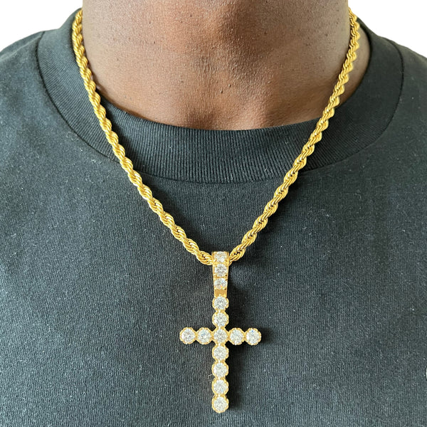 Large Gold Diamond Cross Pendant