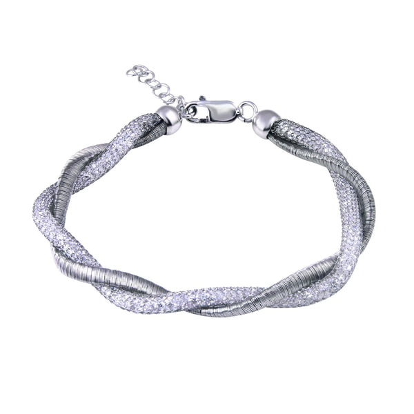 Women 925 Sterling Silver - Mesh Twisted Italian Bracelet