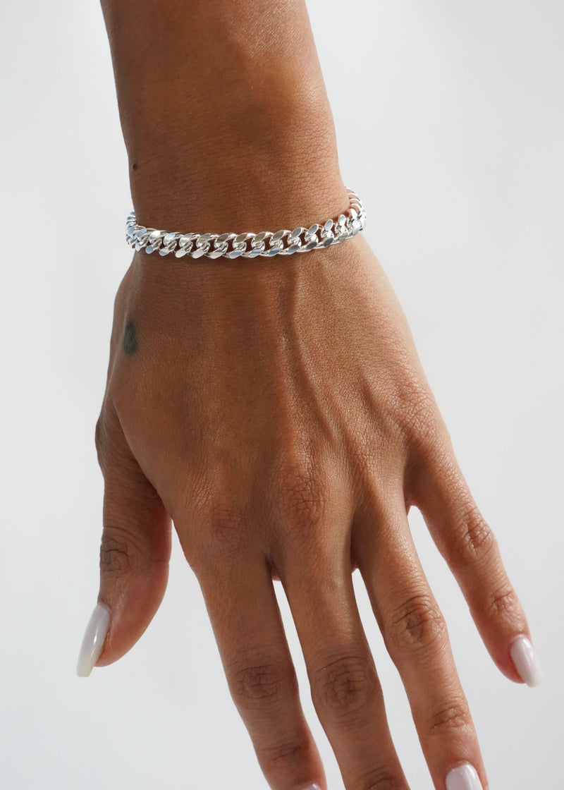 Women 925 Sterling Silver - 6mm Cuban Link Bracelet