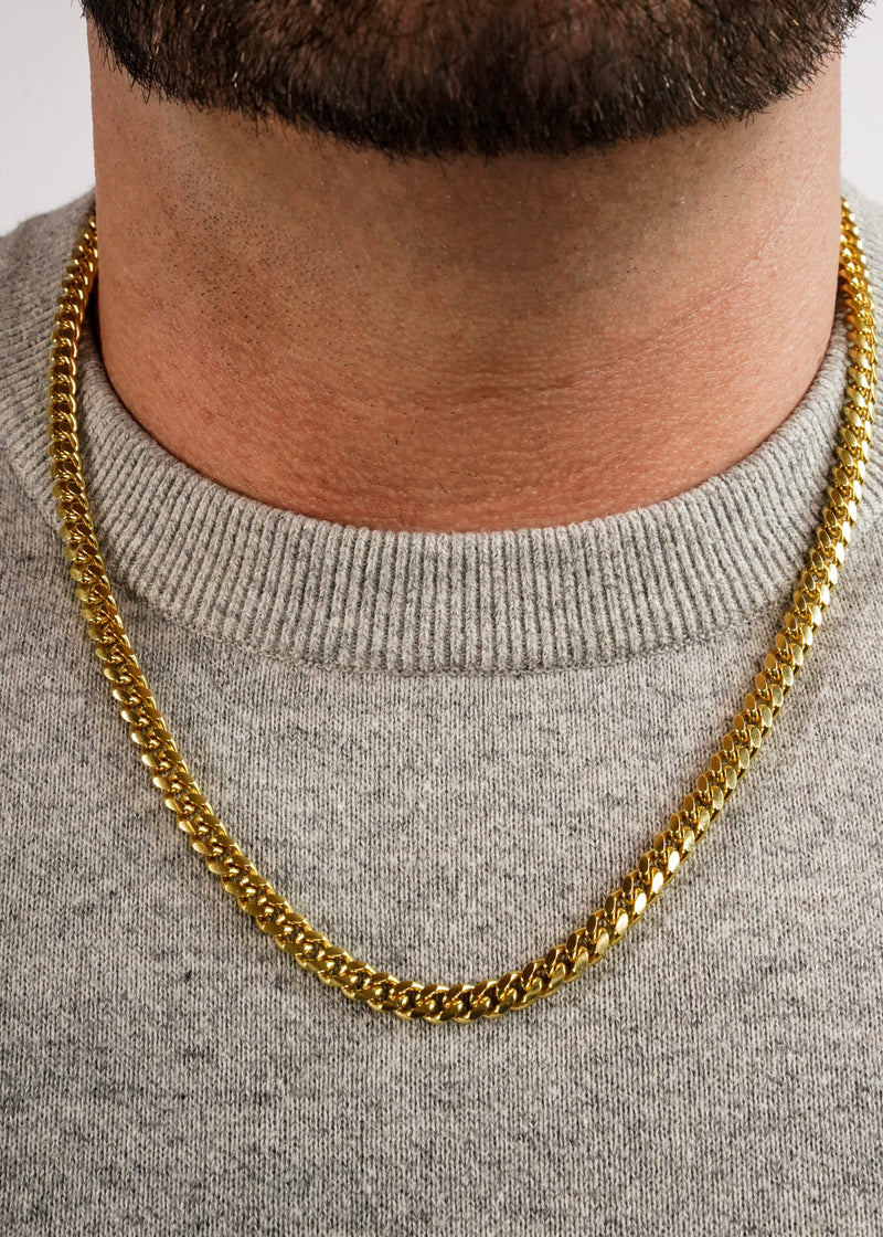 925 Sterling Silver - Gold 6mm Cuban Link Chain