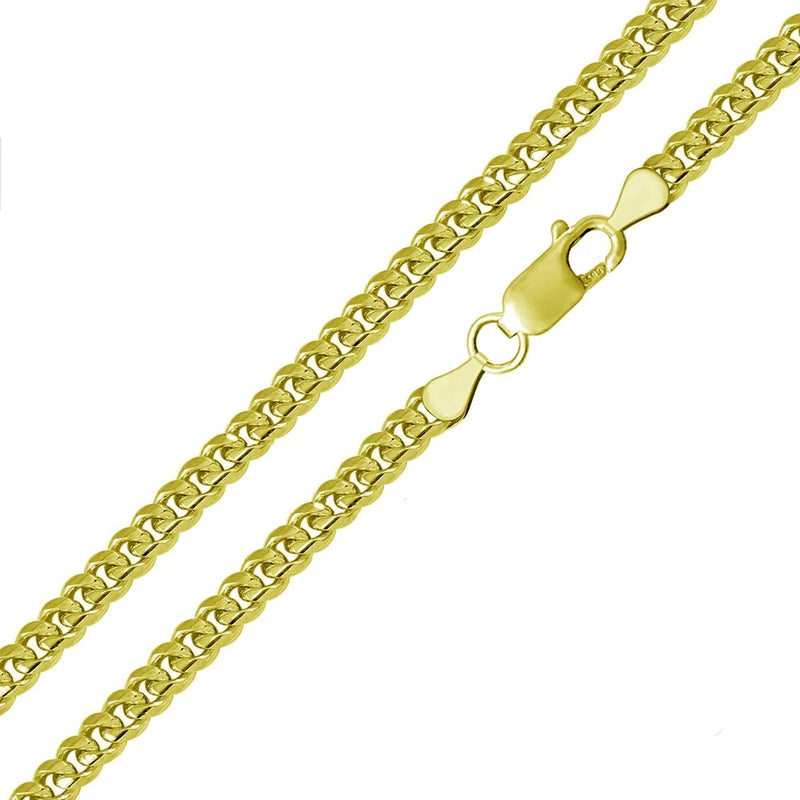 925 Sterling Silver - Gold 6mm Cuban Link Chain