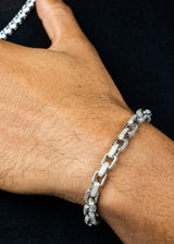 925 Sterling Silver - 9mm Pave Link Bracelet