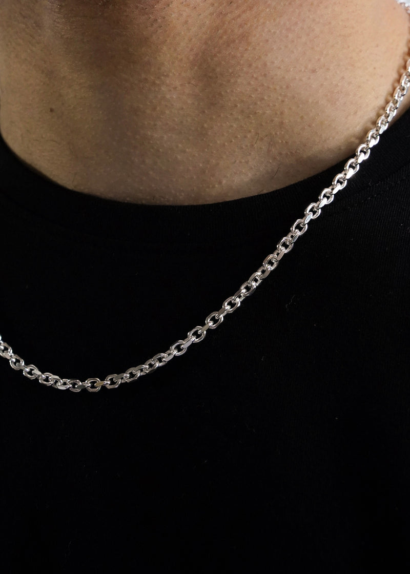 925 Sterling Silver - 4mm Diamond Cut Rolo Cable Chain