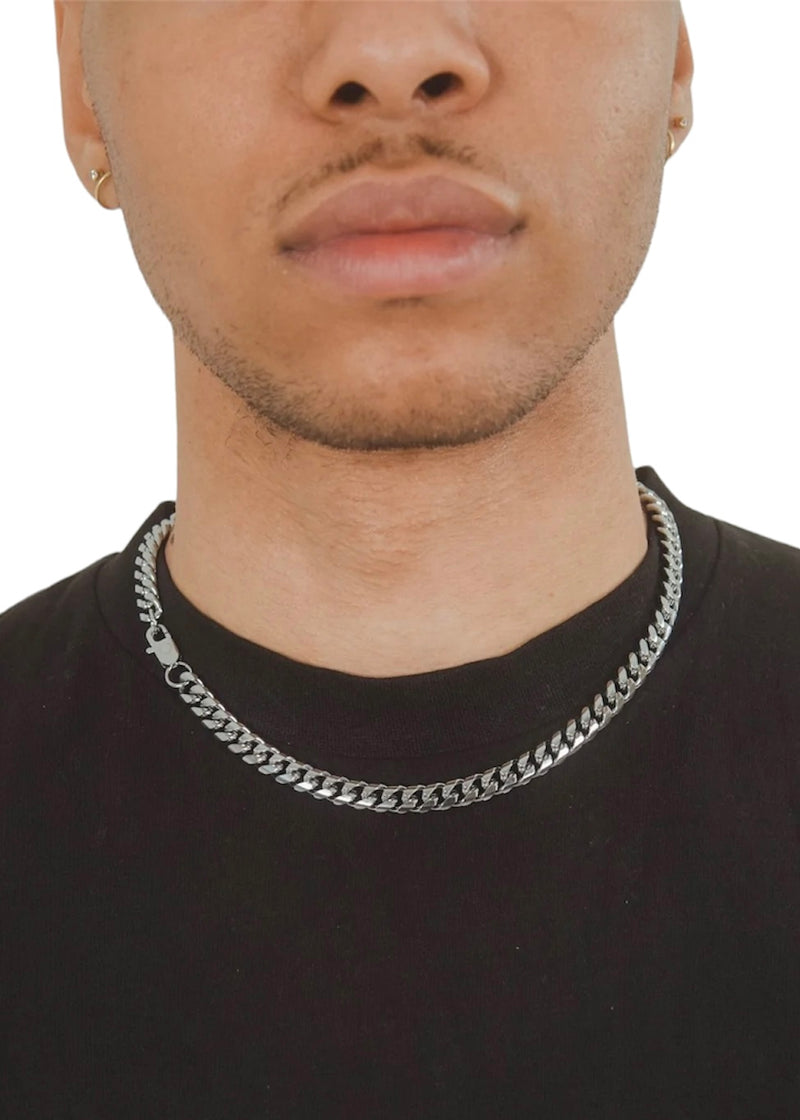 8mm Silver Cuban Link Chain