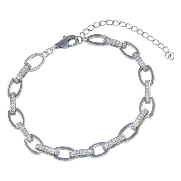 Women 925 Sterling Silver - Oval Shaped Bracelet