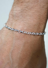 925 Sterling Silver - 4mm Diamond Cut Rolo Cable Bracelet