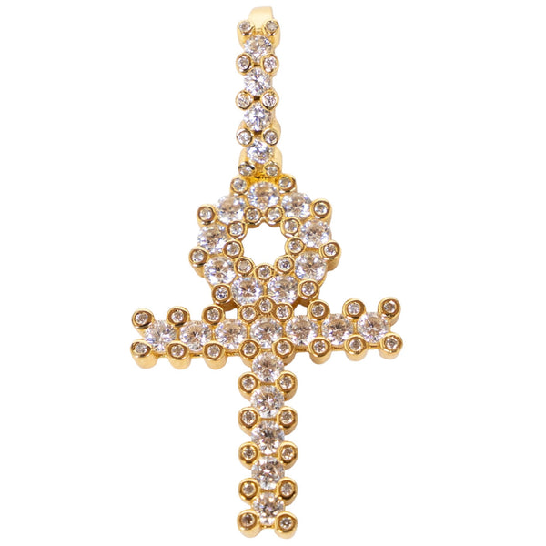 925 Sterling Silver - Gold Ankh Cross Pendant