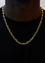 925 Sterling Silver - Gold 6mm Mariner Chain