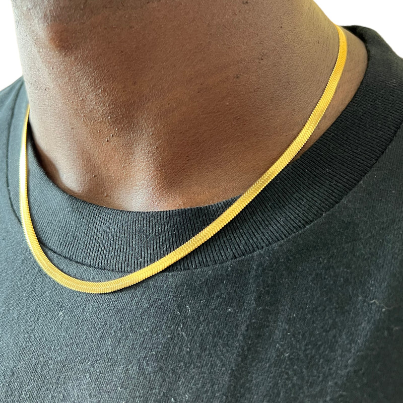 4mm Gold Herringbone Chain