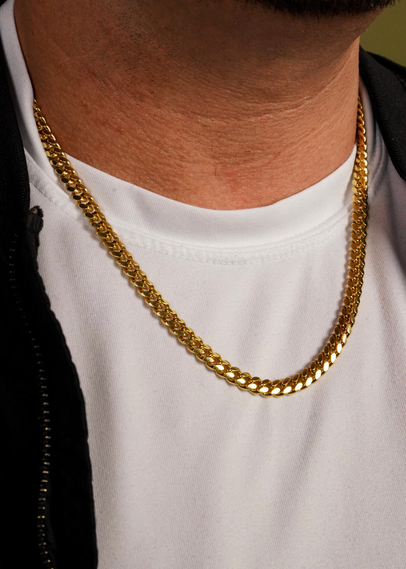 925 Sterling Silver - Gold 6mm Cuban Link Chain