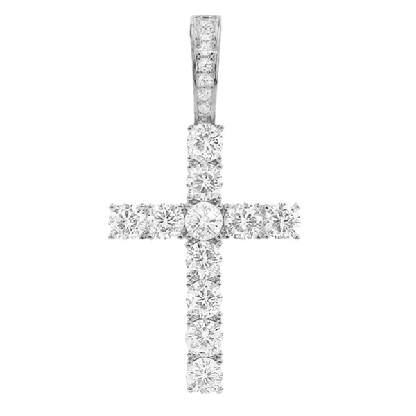 Silver Round Diamond Cross Pendants